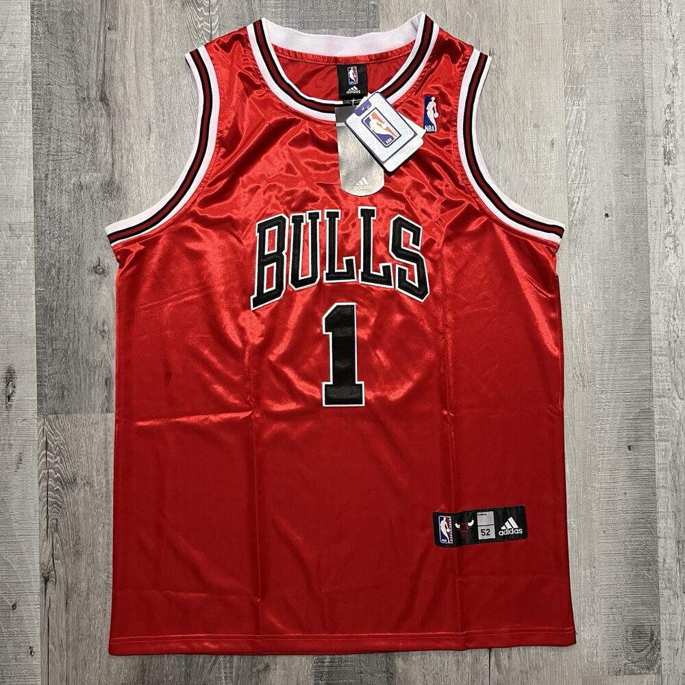 NWT Adidas Chicago Bulls NBA Jersey Derrick Rose #1 Red Stitched Basketball 52